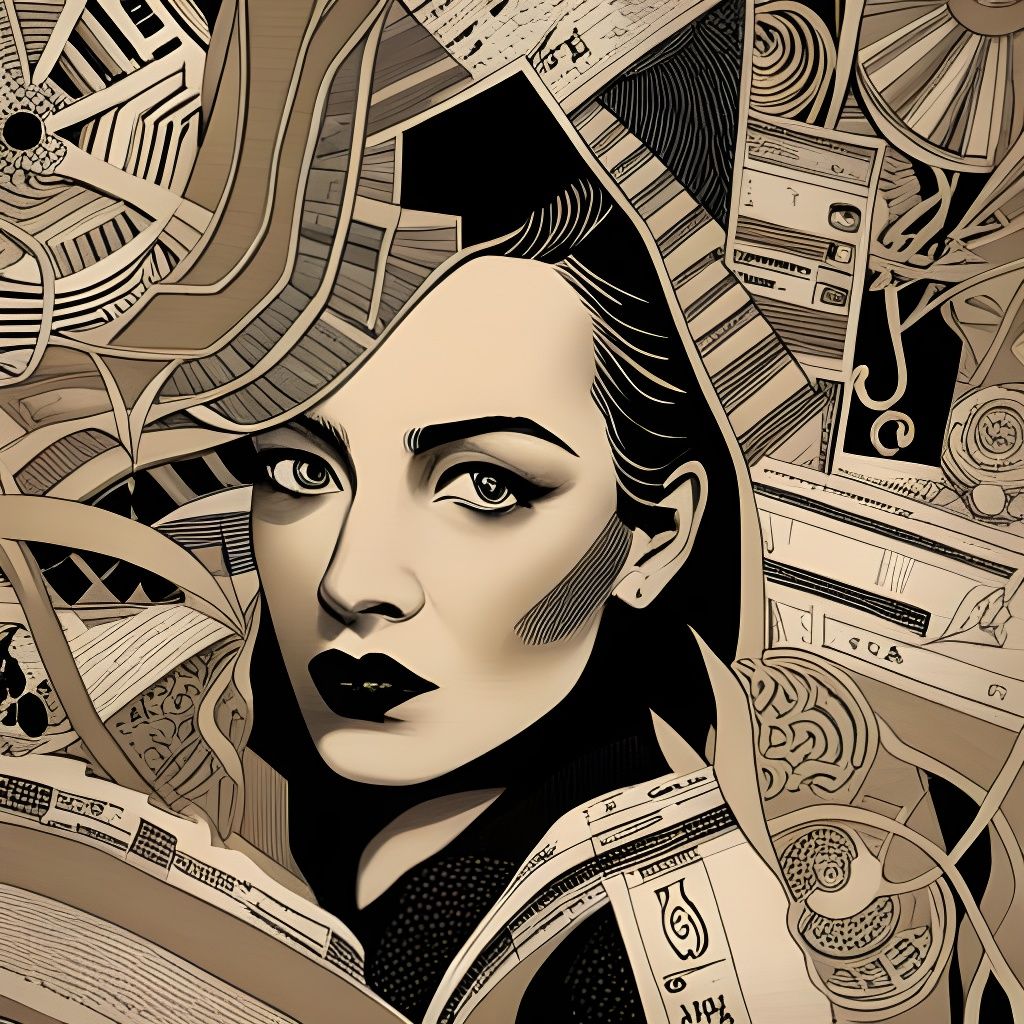 Detailed Collage Portrait with Newspaper Scraps