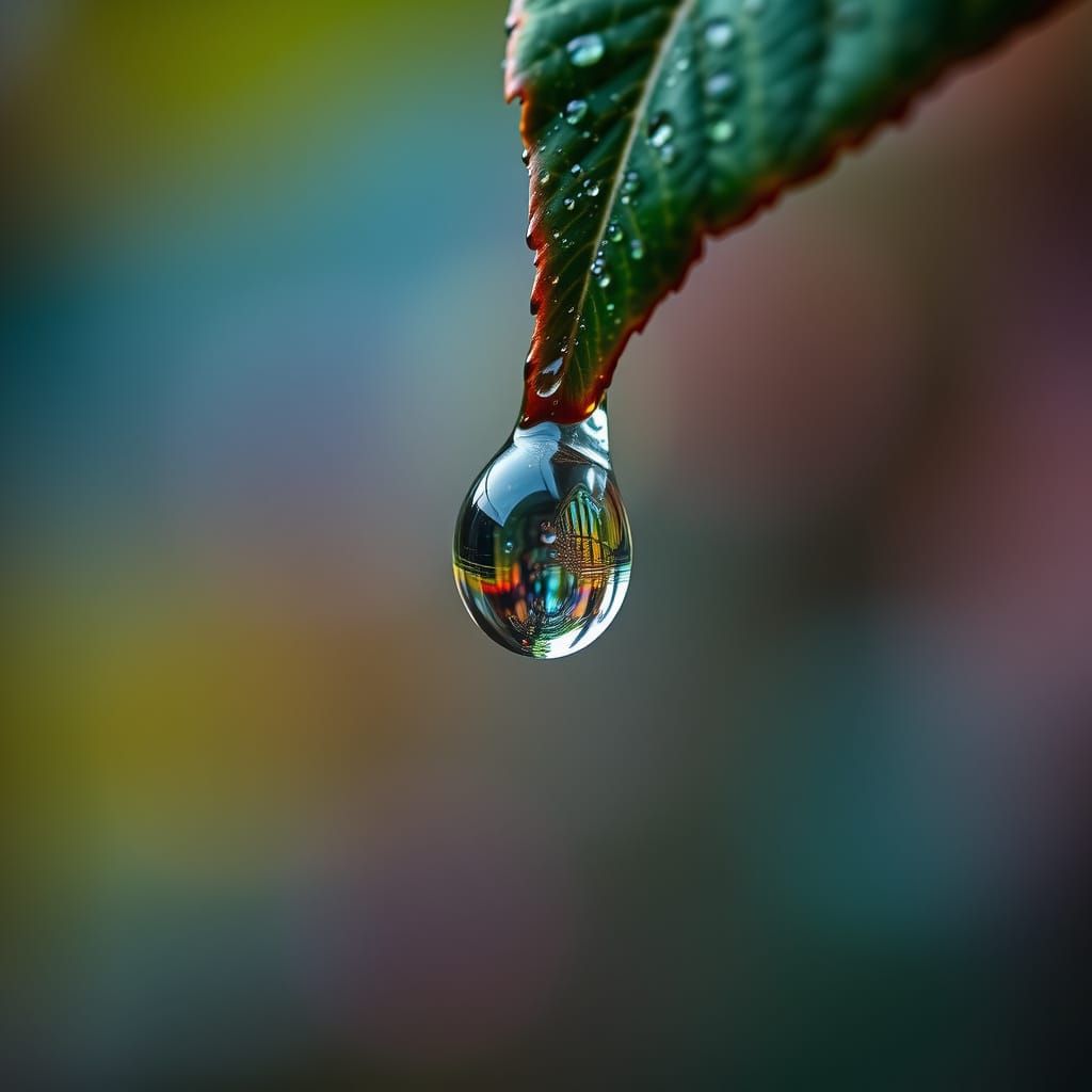 Hyperrealistic Raindrop Macro Photography with Bokeh