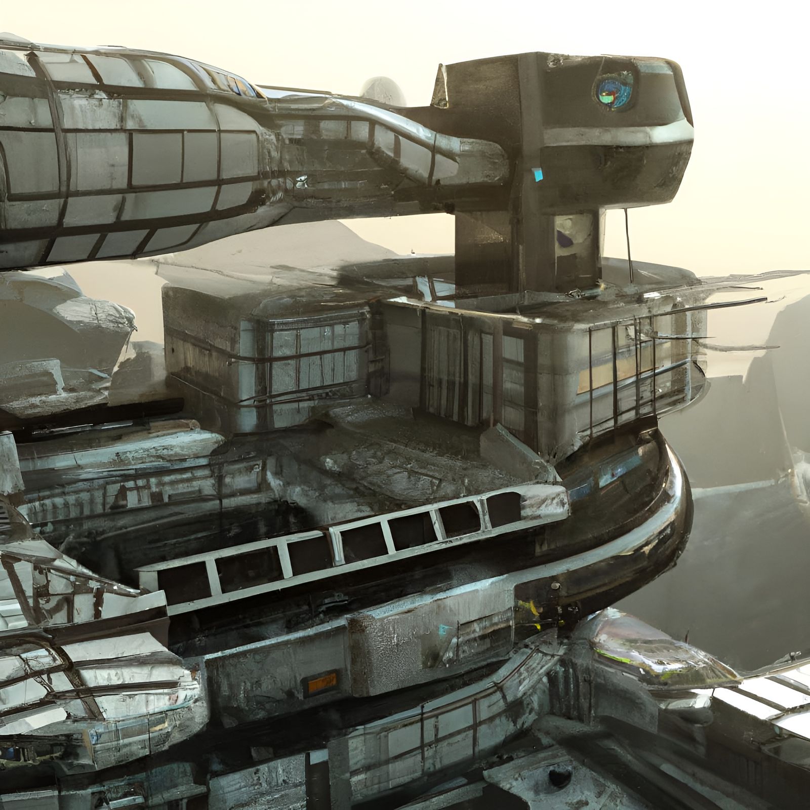 Futuristic Sci-Fi Building in Cyberpunk 2077 Style