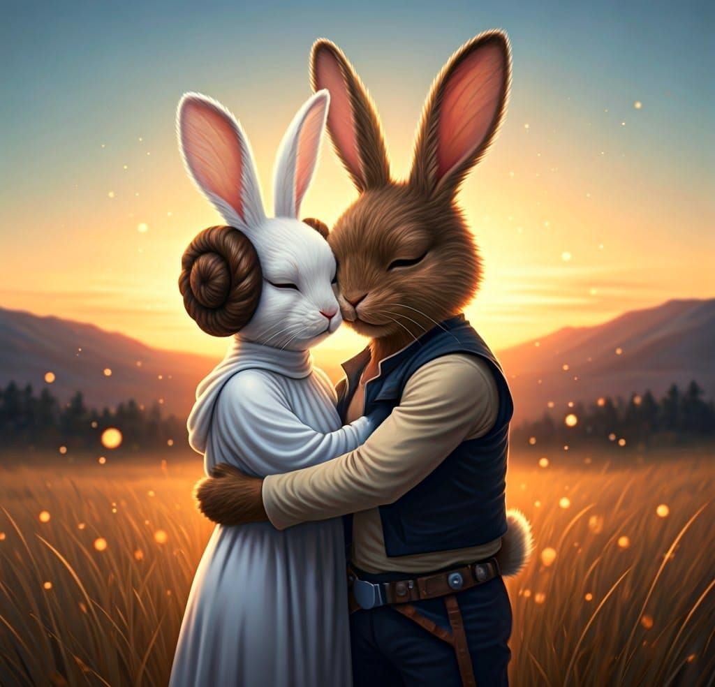 Epic Romantic Masterpiece of Two Fluffy Bunnies in Love