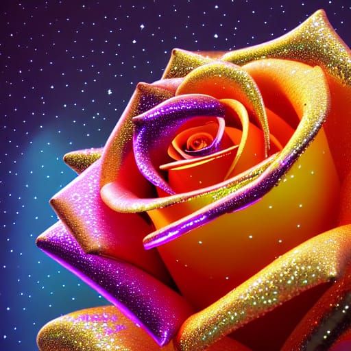 Crystalline Rose: Hyperdetailed Cosmic Fantasy Art