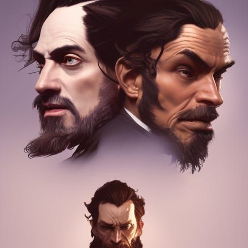 Dr. Jekyll and Mr. Hyde Portrait in Digital Art Style