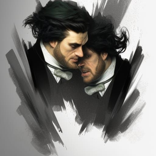 Dr. Jekyll and Mr. Hyde Portrait, Hyperdetailed Art