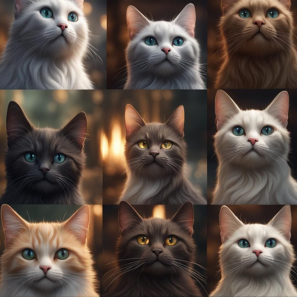 Realistic Cats in Detailed Matte Painting