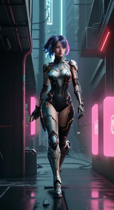 Anime Girl as Nintendo Switch in Cyberpunk Style