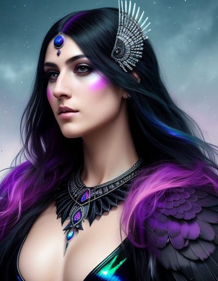 Raven Queen Digital Painting in Hyperrealism Style