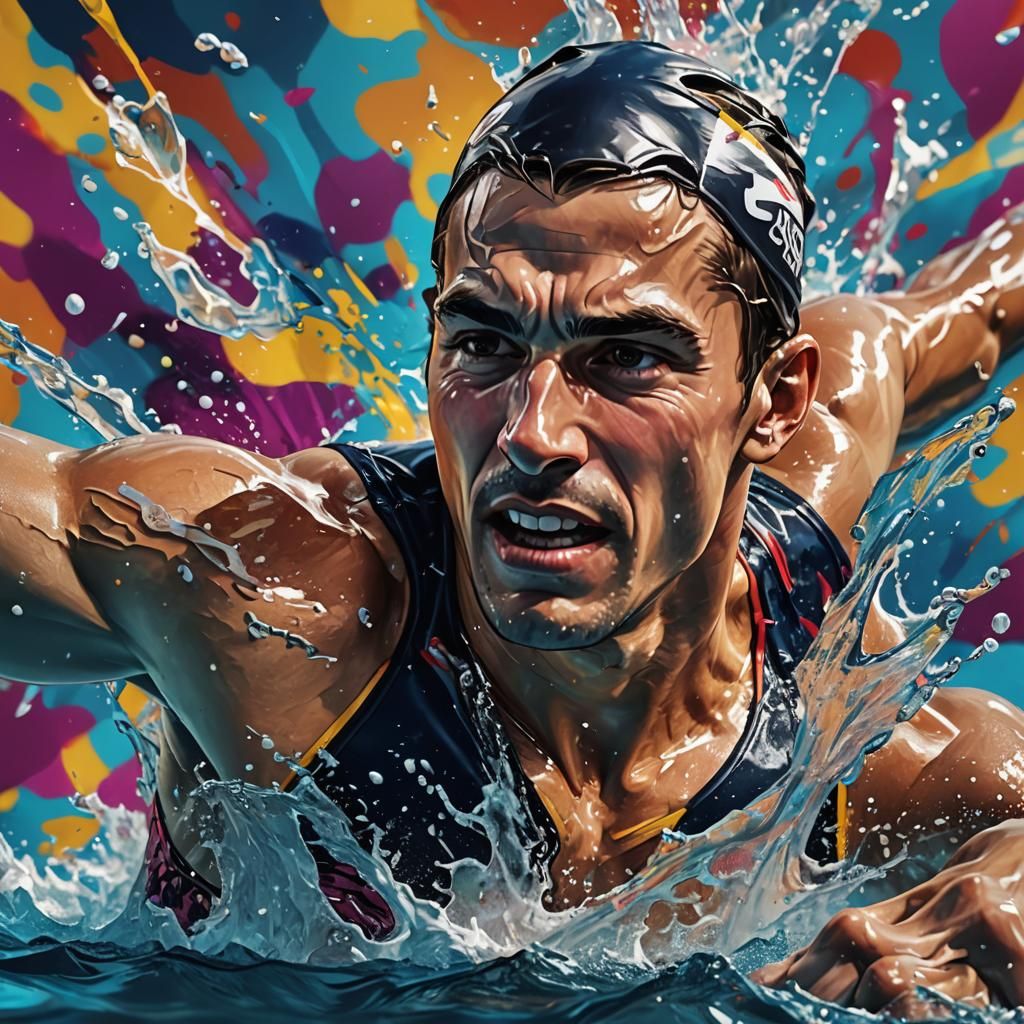 Olympic Freestyle Swimming 100m Race: Hyperrealistic Splash ...