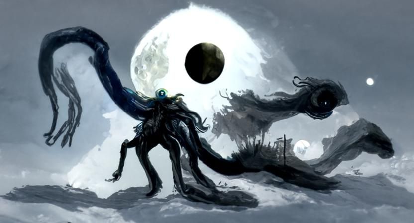 Eldritch Creature Stealing the Moon