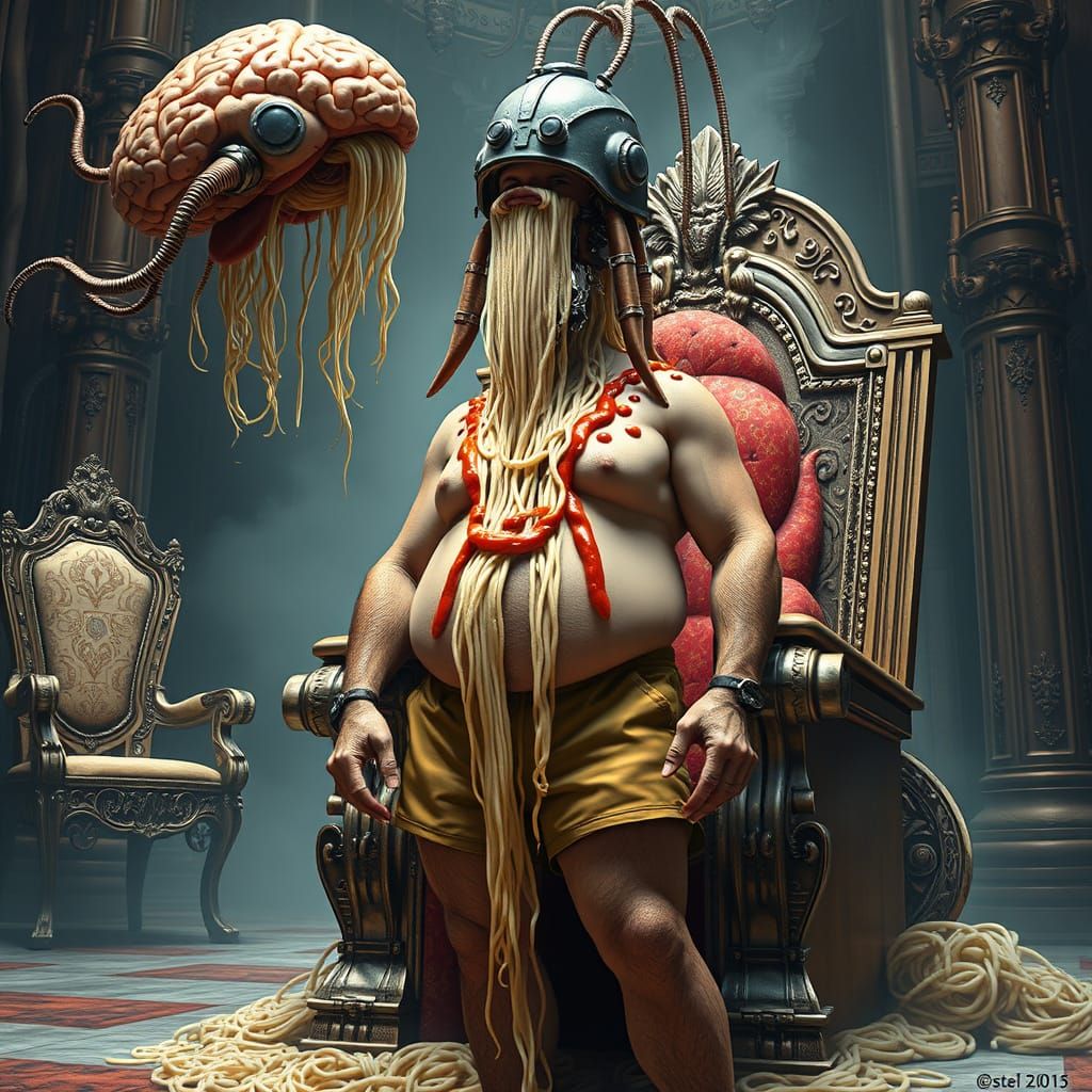 Surreal Robot Brain Feeds on Soldier Noodles