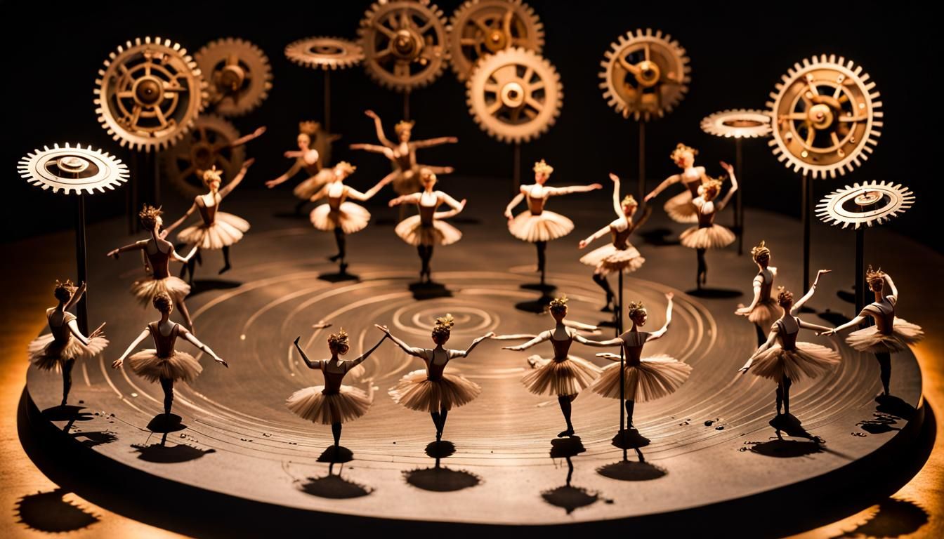 Clockwork Automata Ballet Dancers on Stage