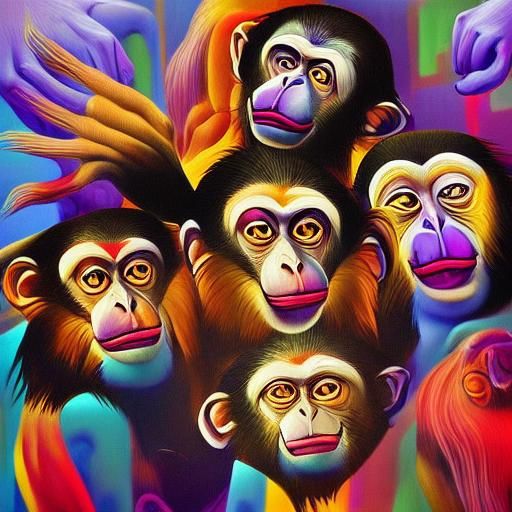 Monkeys on Pillow in Style of Salvador Dali