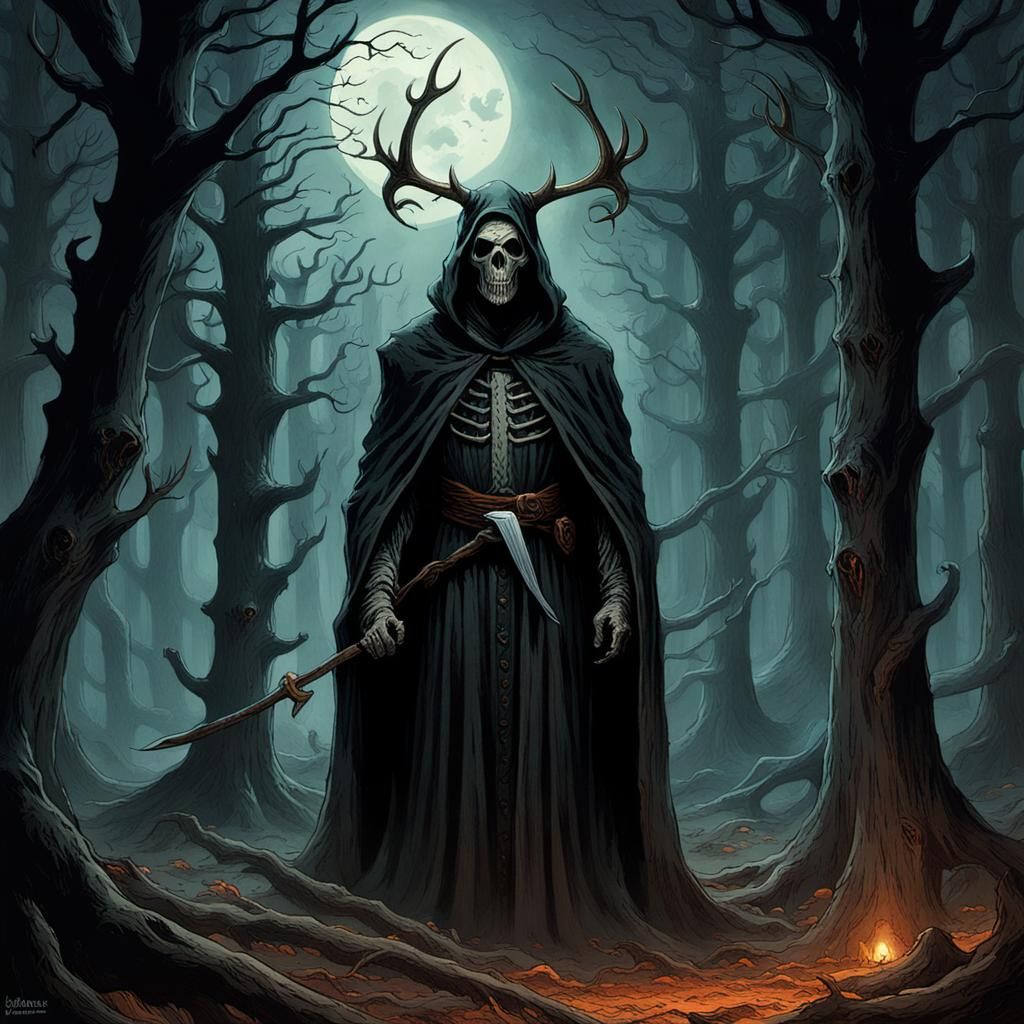 Grim reaper with antlers