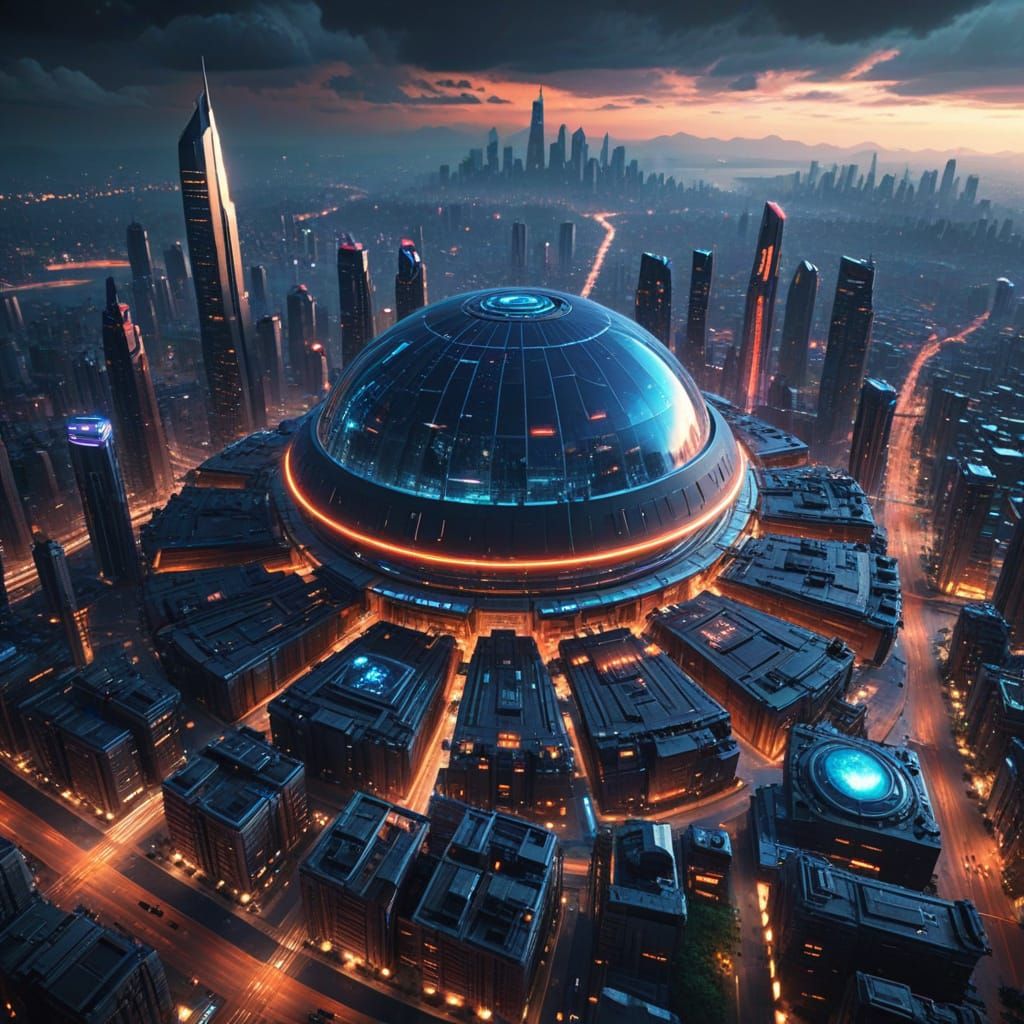 Epic Cyberpunk Metropolis in Orbit