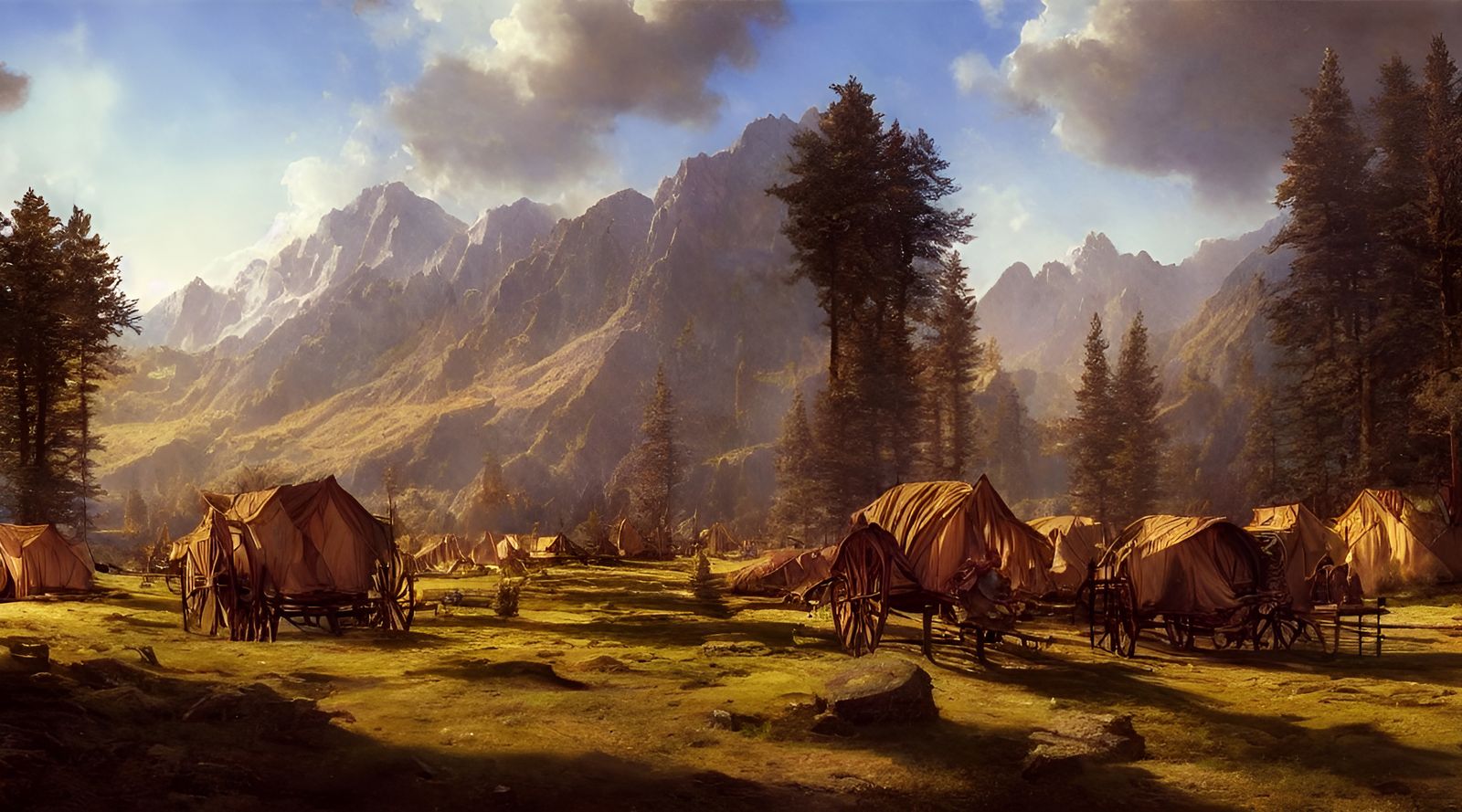 1800s Covered Wagon Camp in Hypermodern Style