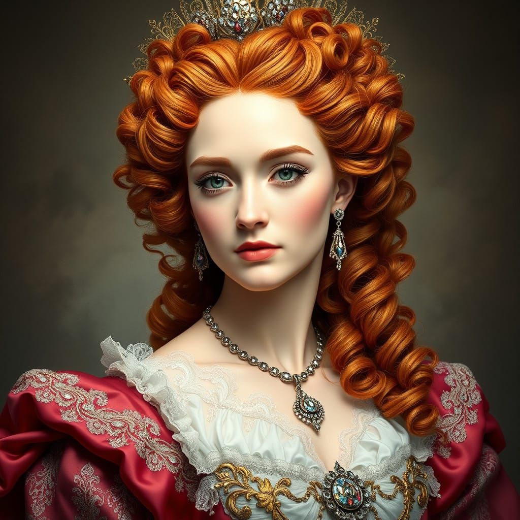 Renaissance-Inspired Princess Portrait in Luxurious Rococo S...