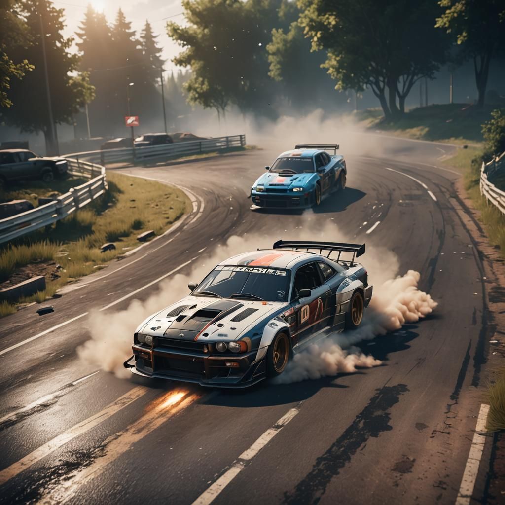 Drifting Car in 3D Cinematic Style