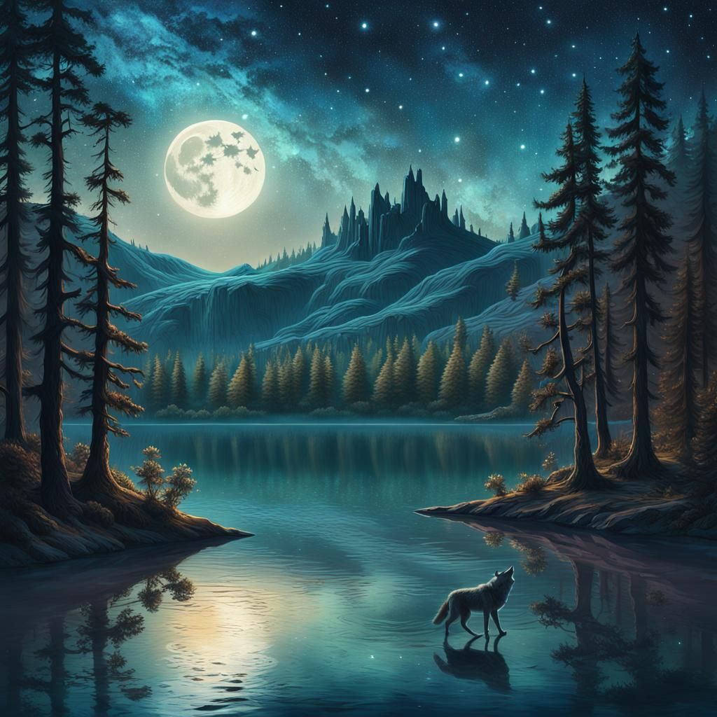 Moonlit Serenity: A Lone Wolf's Solace