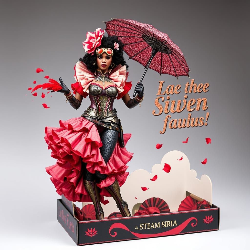 Steam Siren in Glamorous Flamenco Armor Unveils Fiery Person...