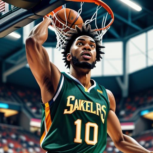 Dynamic Sports Photo of Basketball Dunk in 4K