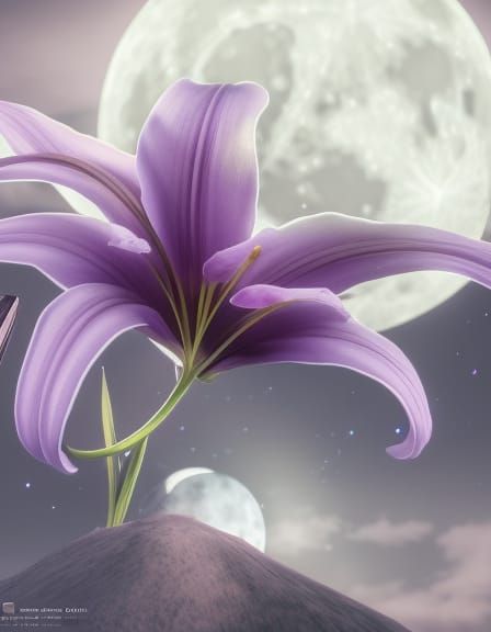 Mystical Lily Under the Moon: Detailed Concept Art