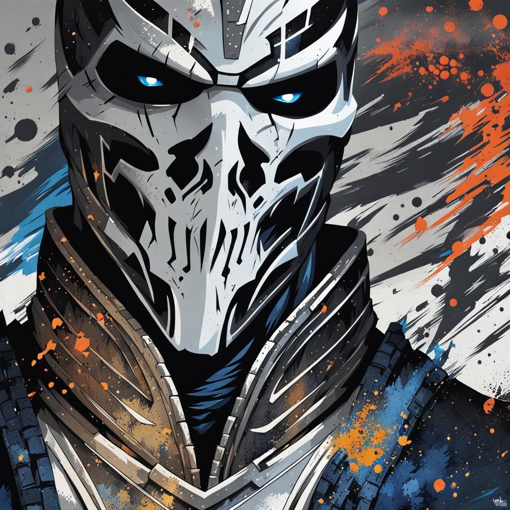 Sub-Zero Skull Face in Chinese Painting Style