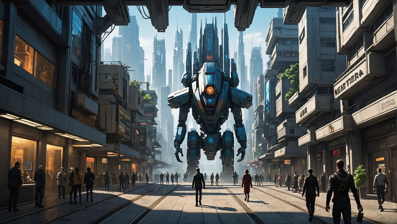 Neoterra Cityscape: Humans and Robots in 3333