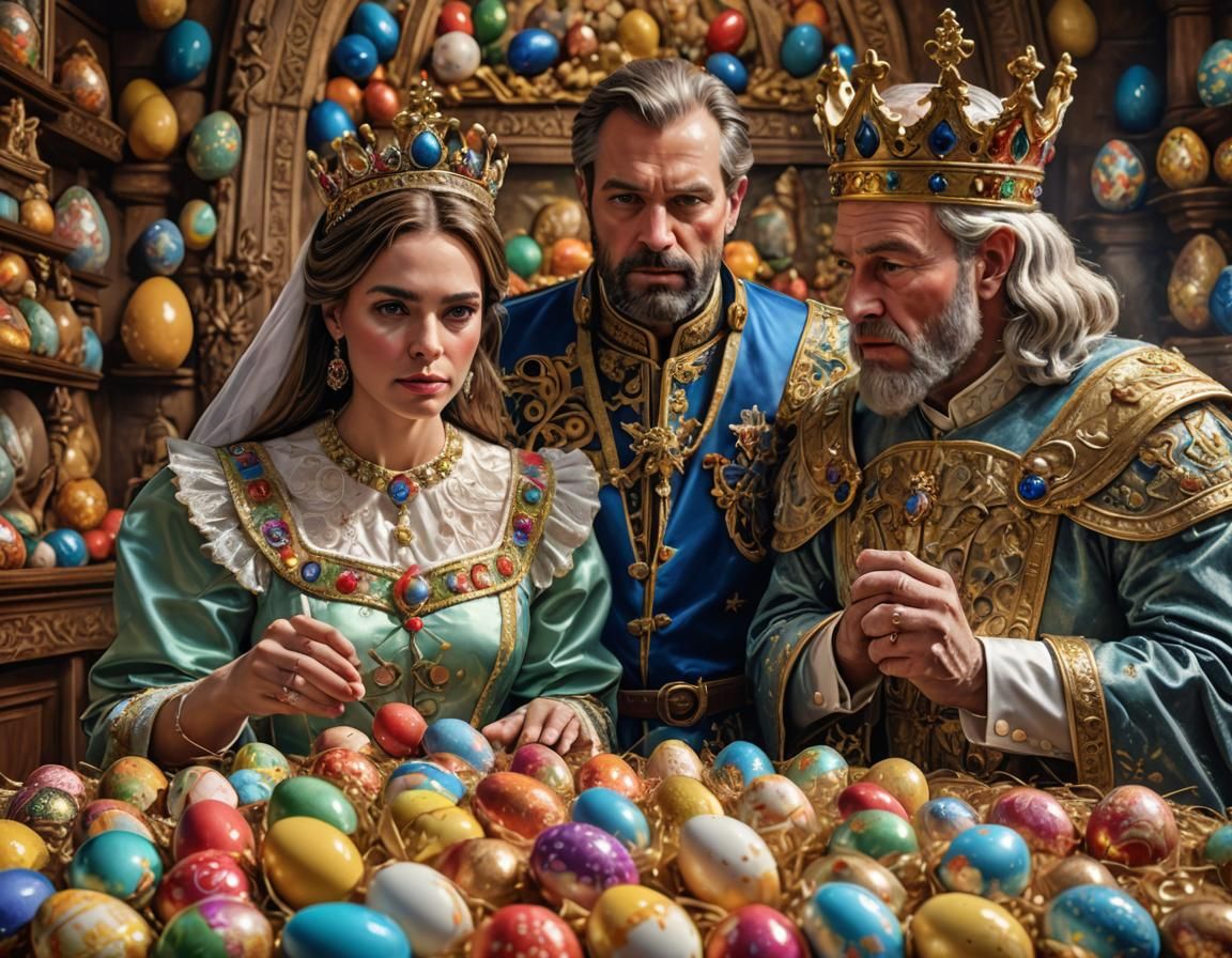 Royal Easter Egg Celebration in Hyperrealistic Style