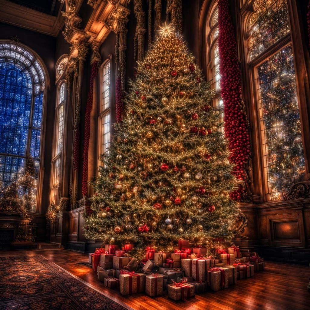 Hyperrealistic Christmas Tree with Intricate Details