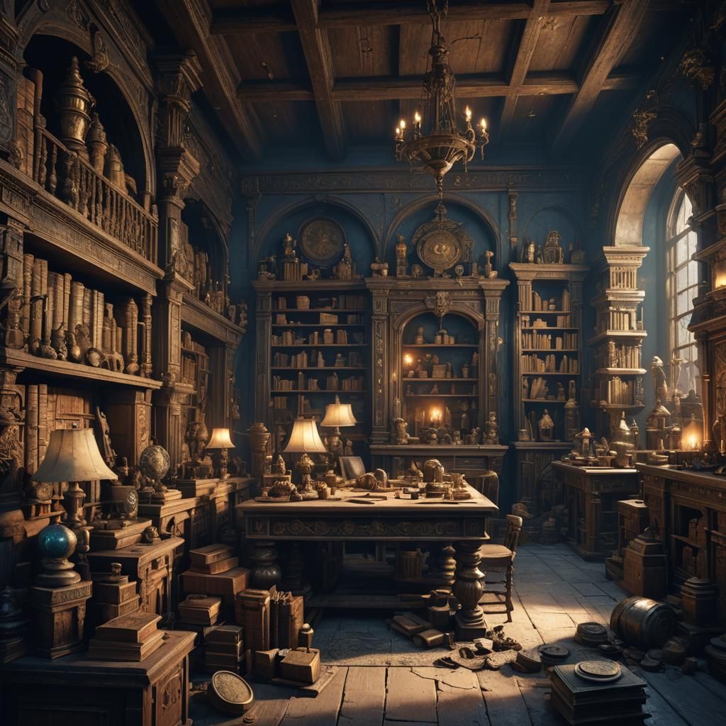Fantasy Matte Painting of Mysterious Relic Room