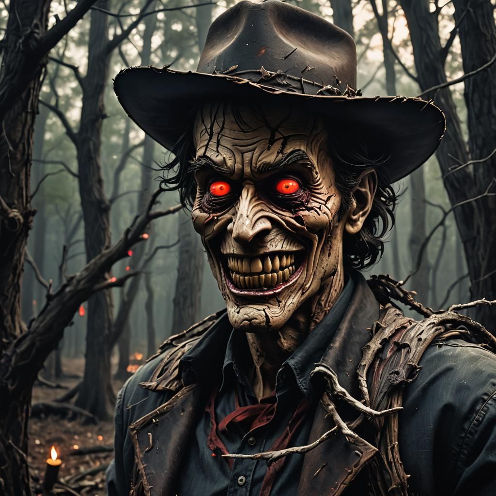 Woody in Dark Fantasy, Horror Art with Cinematic Lighting