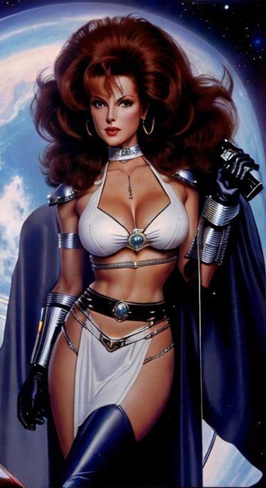 Retro Sci-Fi Space Princess with Laser Gun