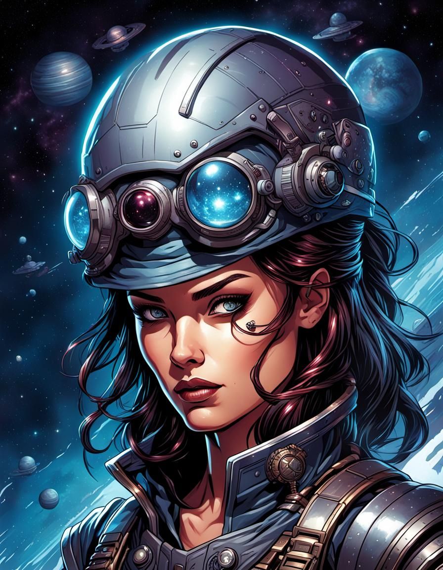 (hyper realistic)(perfect)(smooth) futuristic cosmic female ...