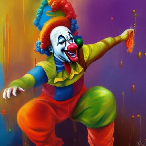 Clown Painting a Clown, Expressionist Abstract Art
