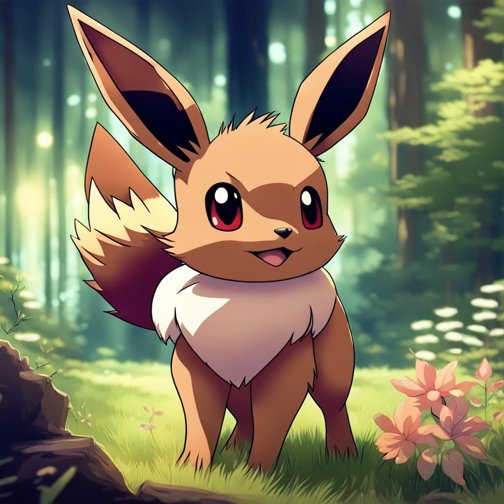 Eevee in Anime Style Wilderness