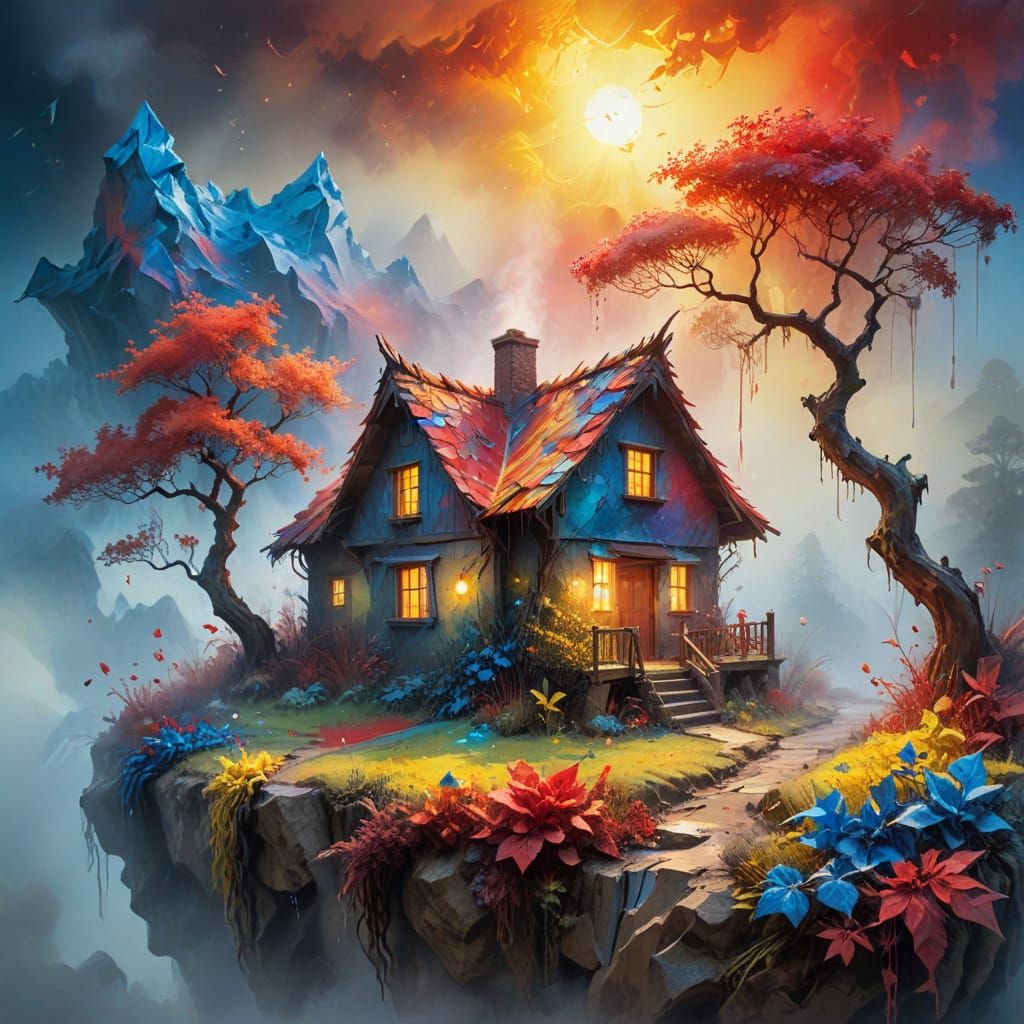 Rustic Cottage Adorned with Climbing Vines in Soft Ethereal ...