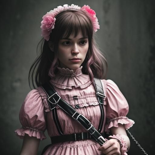 Hyperrealistic Baby Girl with Leash and Harness