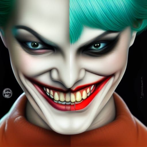 Hyperrealistic Joker Portrait in Digital Painting Style