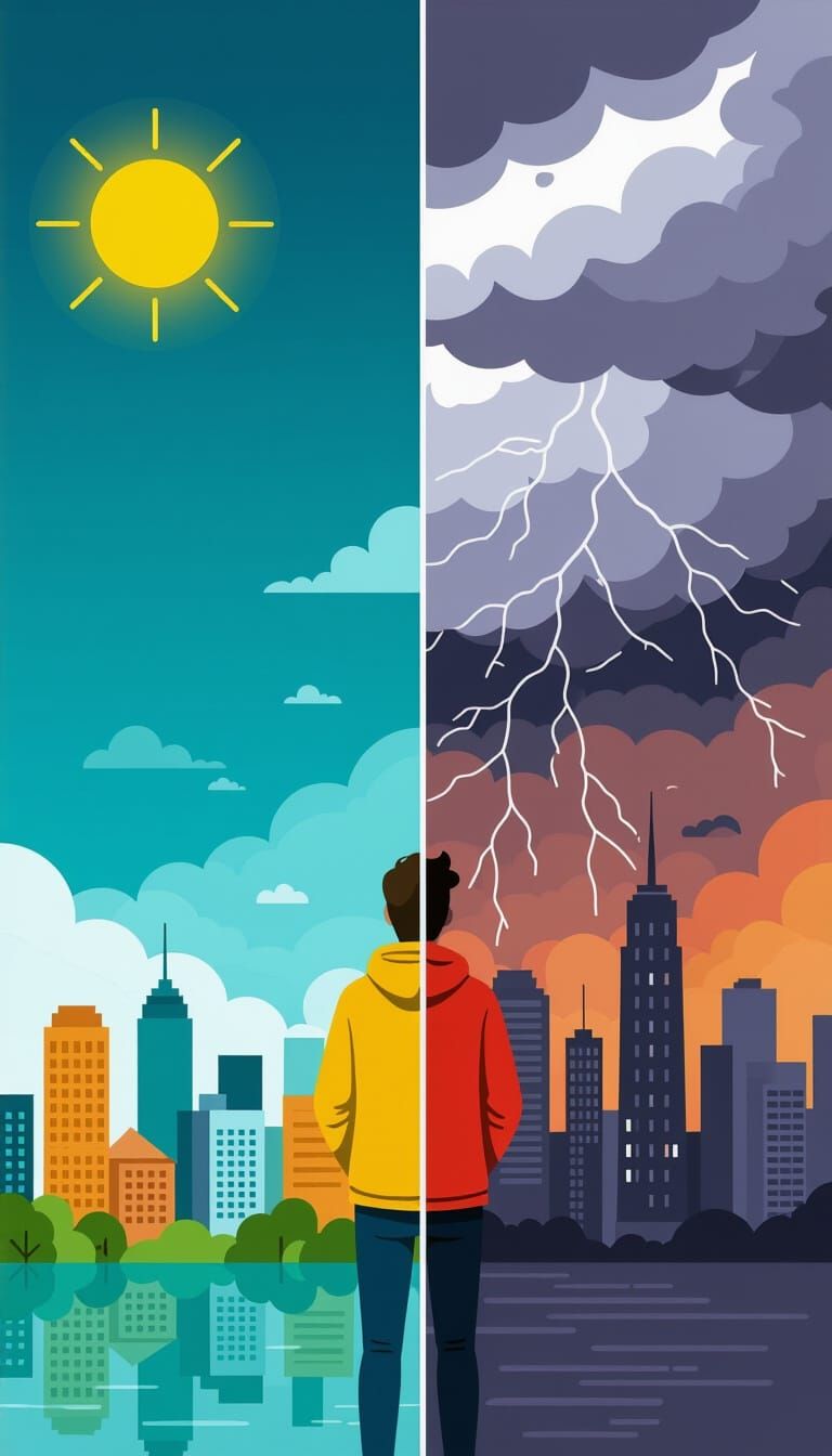 Day and Night Cityscape Silhouette Split Image