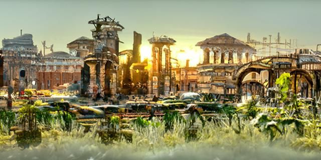 Dystopian Ancient Rome in Dieselpunk Steampunk Landscape