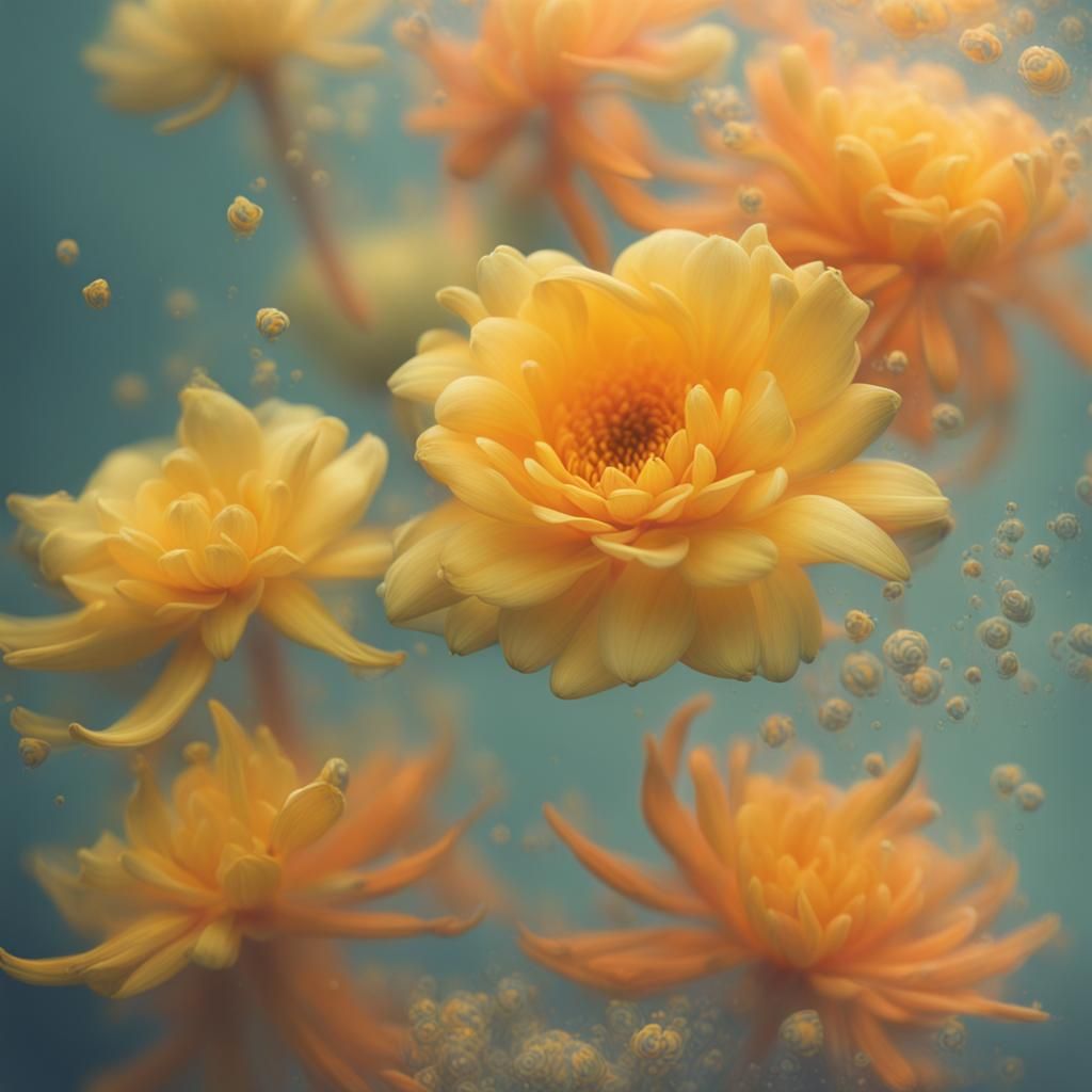 Surreal Underwater Pastel Flowers in Bloom