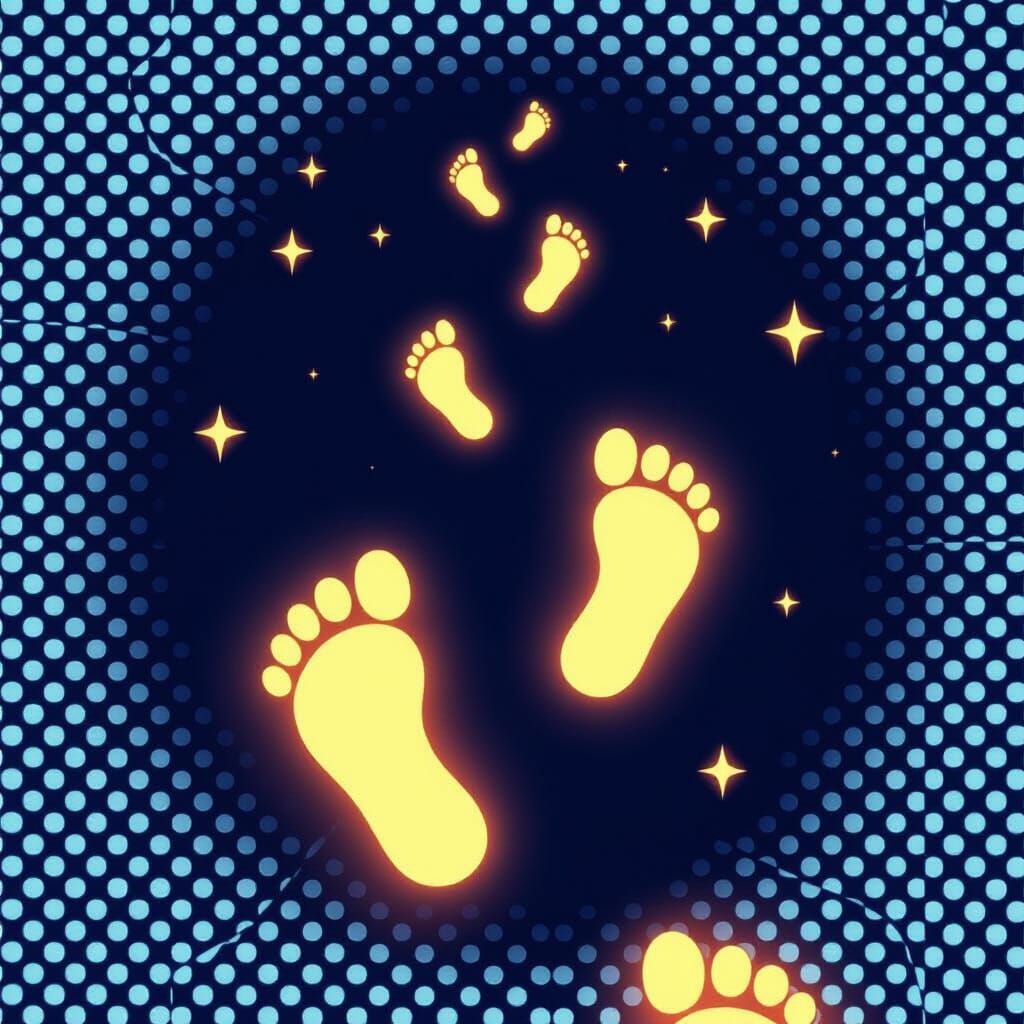 Glowing Anime Footprints in Vector Style