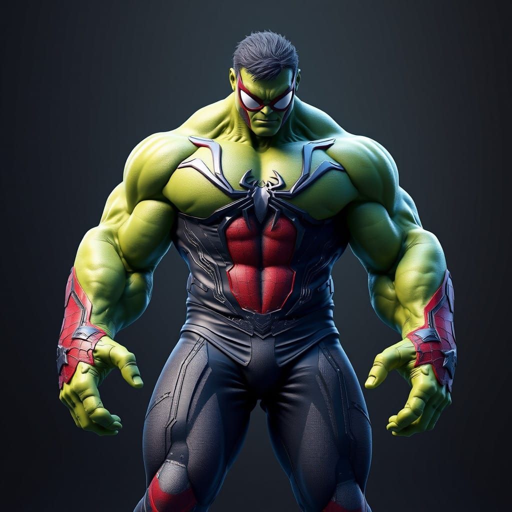 Powerful Hulk Spider-Man Fusion, Merging Strength and Agilit...