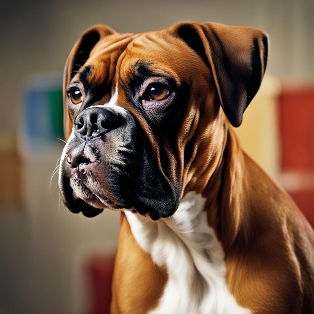 Boxer Dog Portrait with Studio Lighting