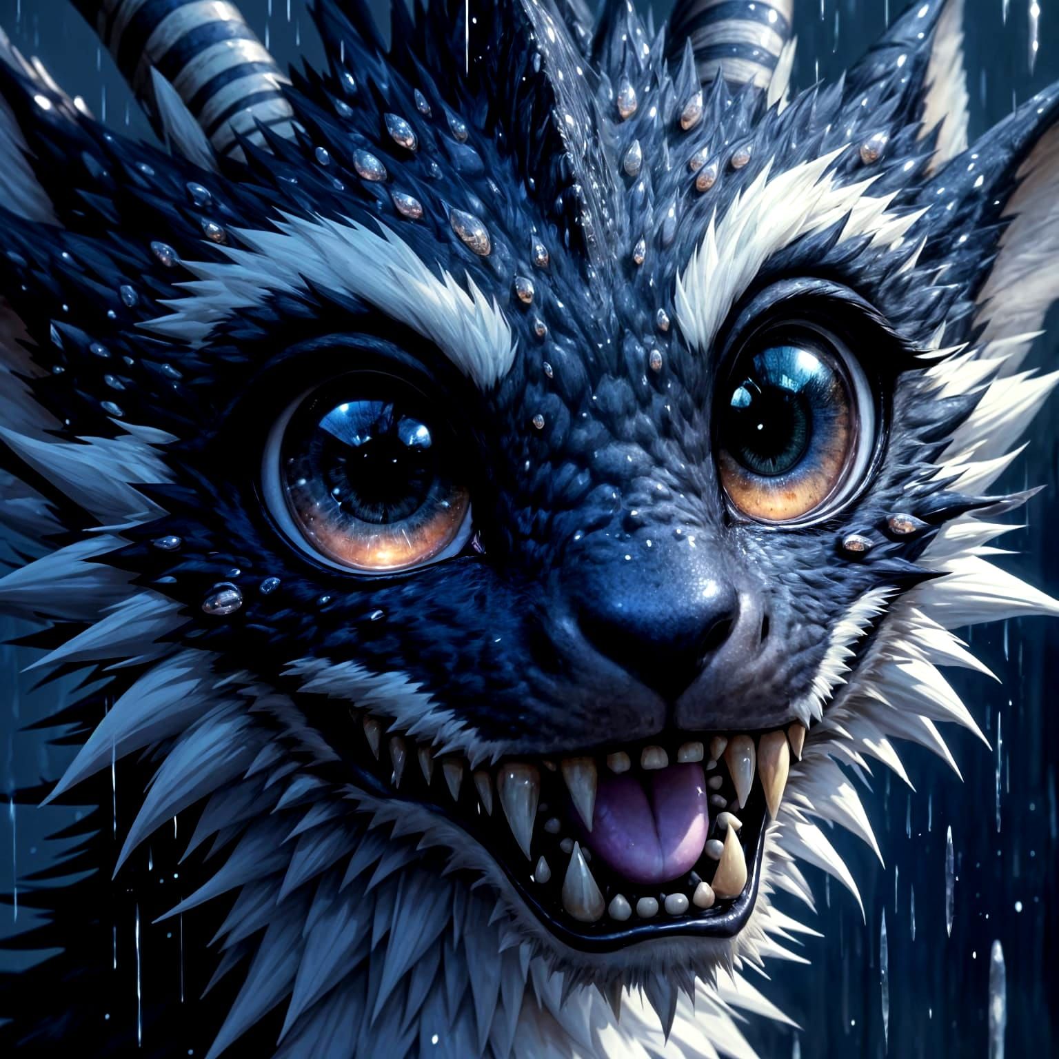 Vibrant Dragon with Glassy Eyes in a Fantastical Landscape
