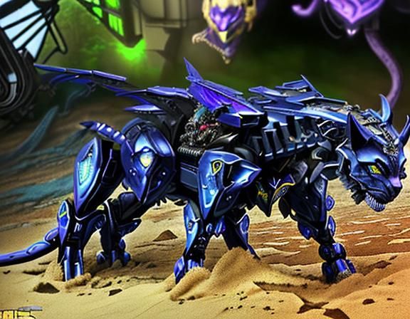 Mechanical Displacer Beast Cat in Anime Style