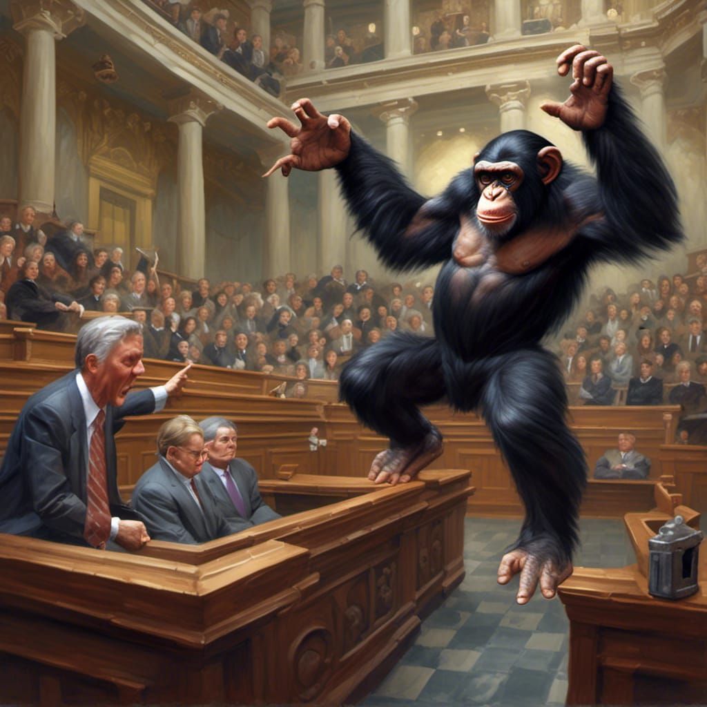 Chimpanzee Attack in Court, Hyperreal Style