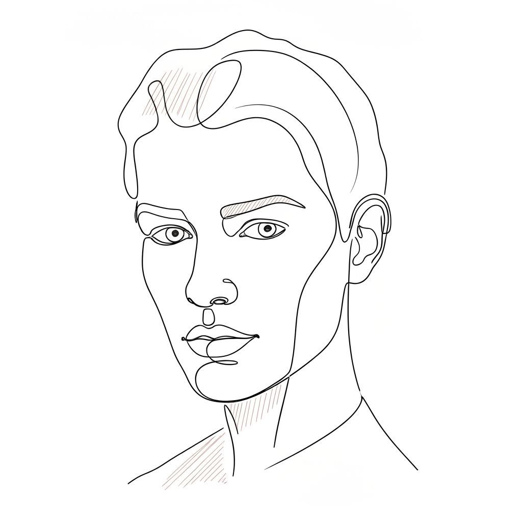 Minimalist Single-Line Portrait with Expressive Contour