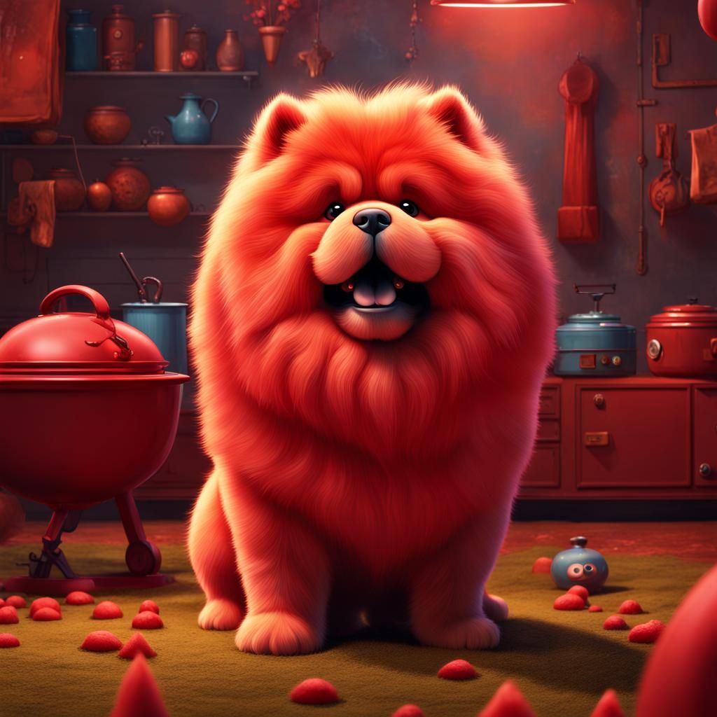 Red Chow Chow in Pixar Movie Poster