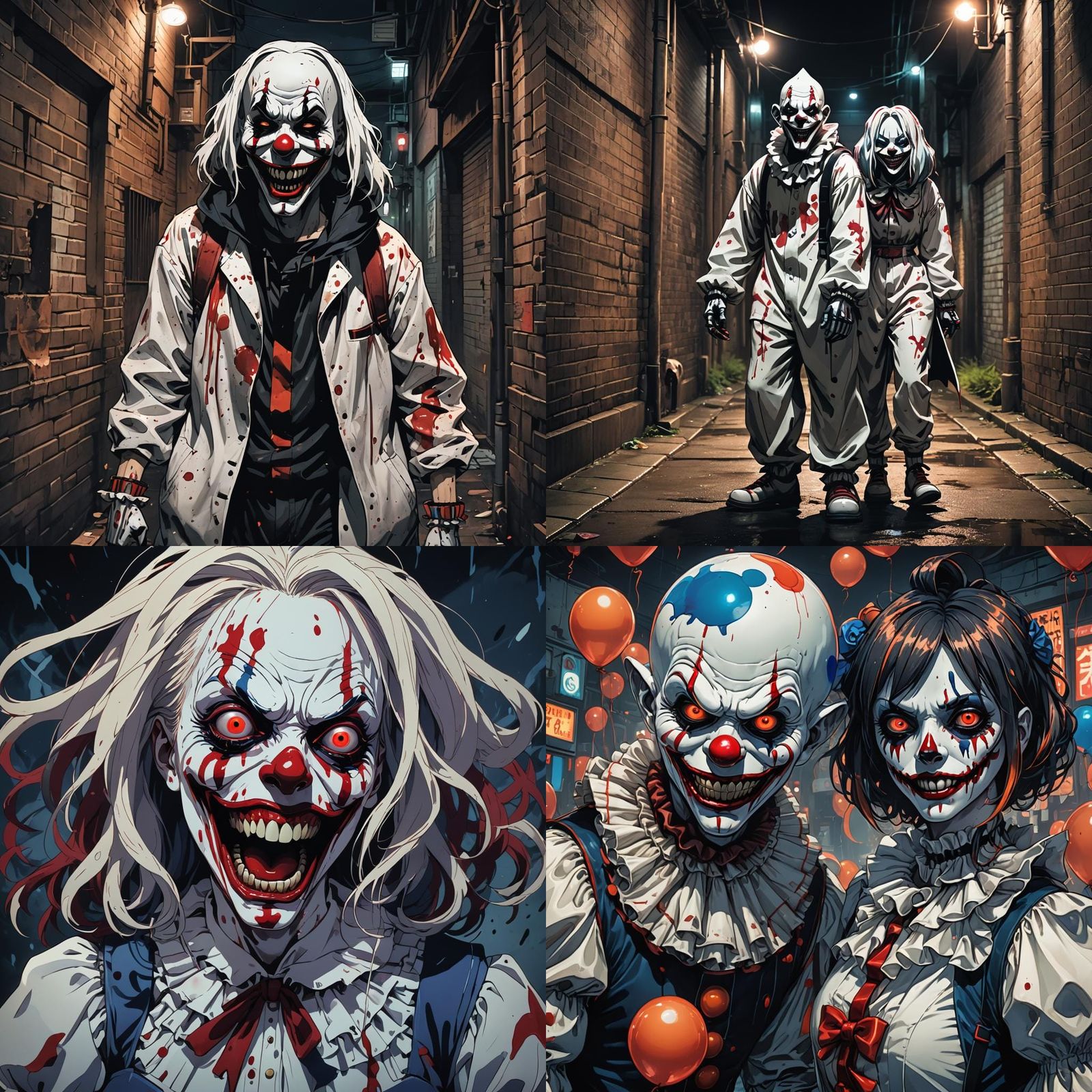 Art the Clown and Terrifier Girl in Manga Style