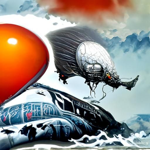 Led Zeppelin Blimp in Comic Book Art Style